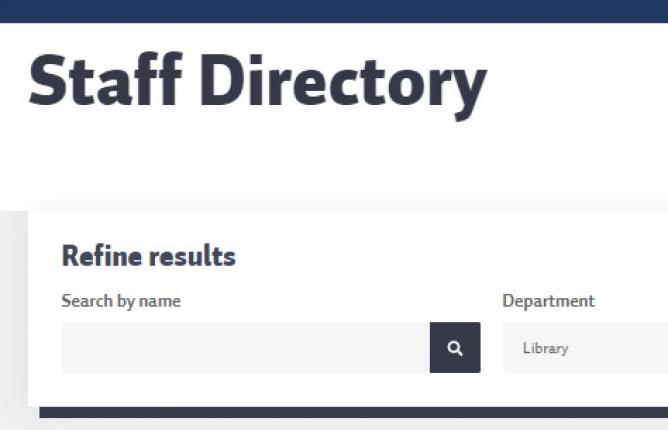 screenshot of staff directory