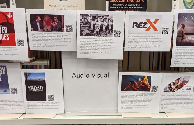 photo of video resources in truth and reconciliation display