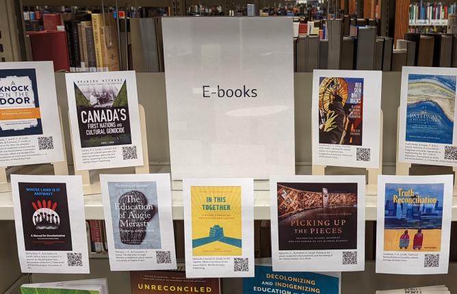 photo of ebooks in truth and reconciliation display