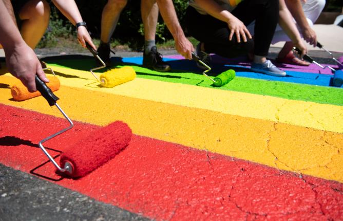 Painting a Rainbow Crosswalk
