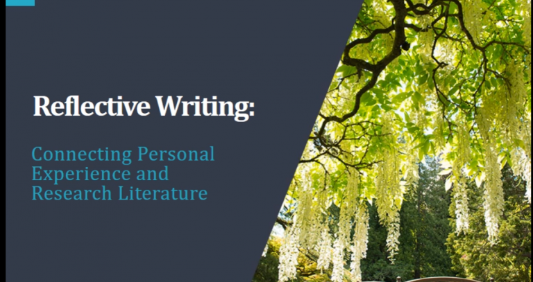 Intro screen for reflective writing video