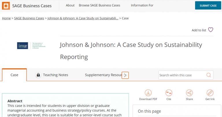 Screenshot of case studies search