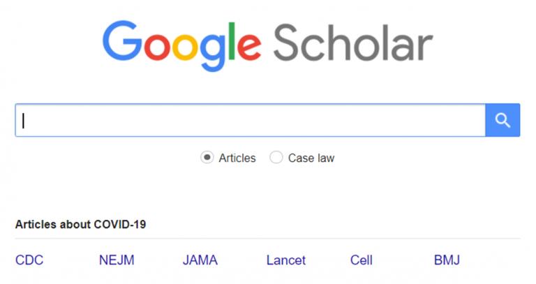 Screenshot of Google Scholar search page