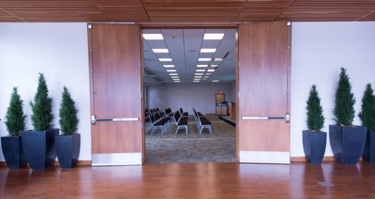 Large conference door rooms wide open and welcoming