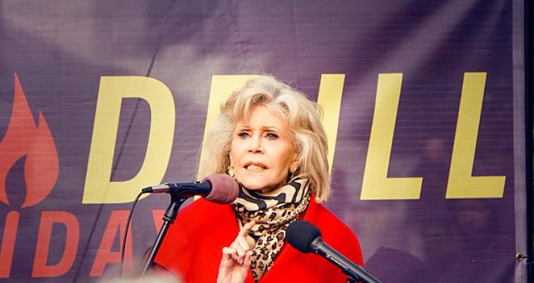 Jane Fonda speaking at event