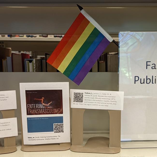 photo of faculty resources in library Pride display