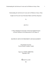 Understanding the Link between E-waste and Air Pollution in Guiyu, China: Insights into Fine and Coarse Particulate Matters and Policy Responses