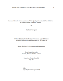 Minimum Flows for Sustaining Summer Water Quality in Constructed Fish Habitat in the Lower Mainland of British Columbia