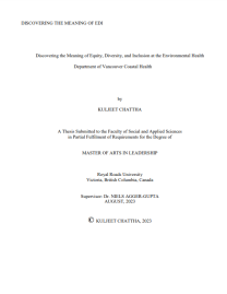 Discovering the Meaning of Equity, Diversity, and Inclusion at the Environmental Health Department of Vancouver Coastal Health