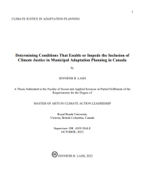 Determining Conditions That Enable or Impede the Inclusion of Climate Justice in Municipal Adaptation Planning in Canada