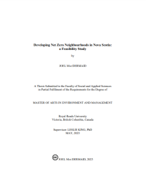 Developing Net Zero Neighbourhoods in Nova Scotia: a Feasibility Study