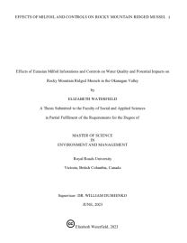 Effects of Eurasian Milfoil Infestations and Controls on Water Quality and Potential Impacts on Rocky Mountain Ridged Mussels in the Okanagan Valley