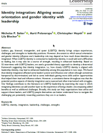 Identity integration: Aligning sexual orientation and gender identity with leadership